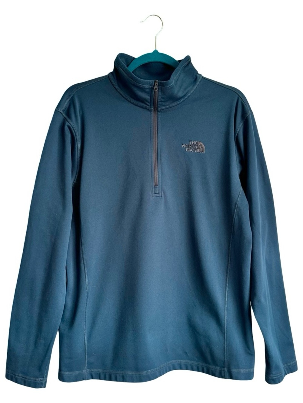 The North Face Men’s Teal Blue Tech Glacier 1/4 Zip Pullover Fleece Large EUC